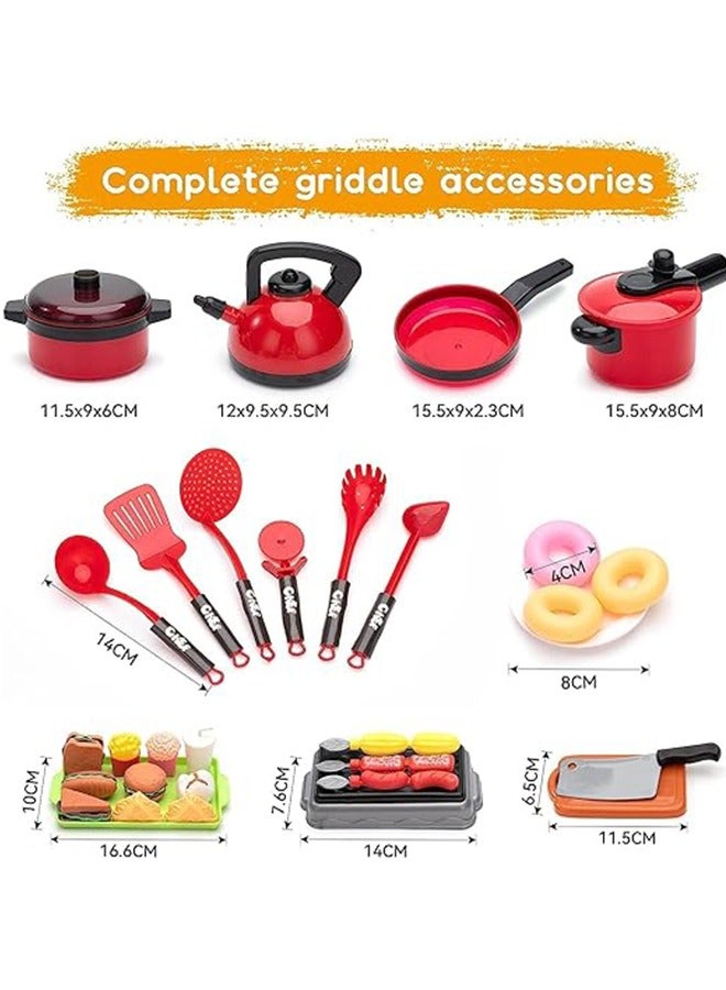 73 Pcs Play Kitchen Accessories Toy, Toddler Kitchen Toy Set, Including Pots, Pans and Fruits, Play Kitchen Accessories for Girls Boys Toddlers - Image 4