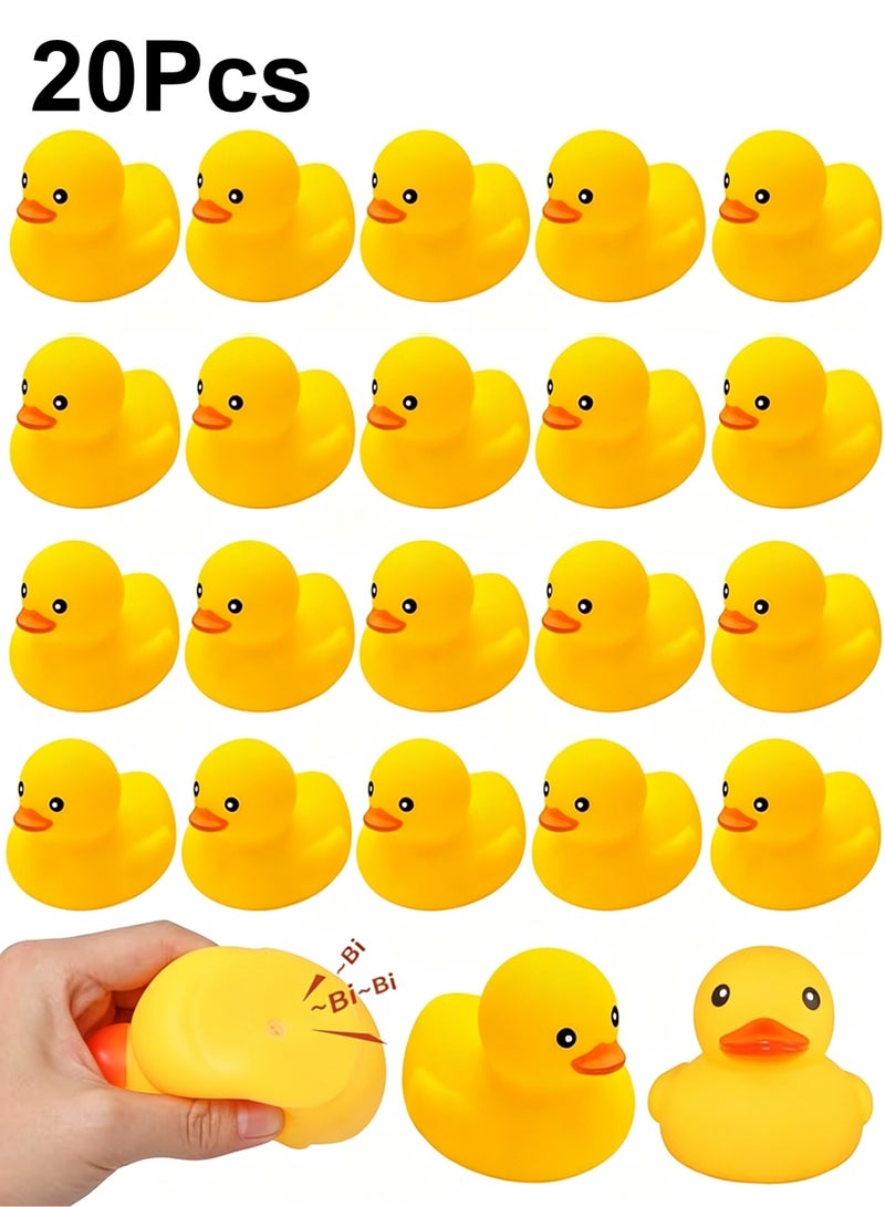 20Pcs Yellow Ducks Bath Toys, Bathtub Floating Squeaky Duck Baby Preschool Bath Toy - Image 1