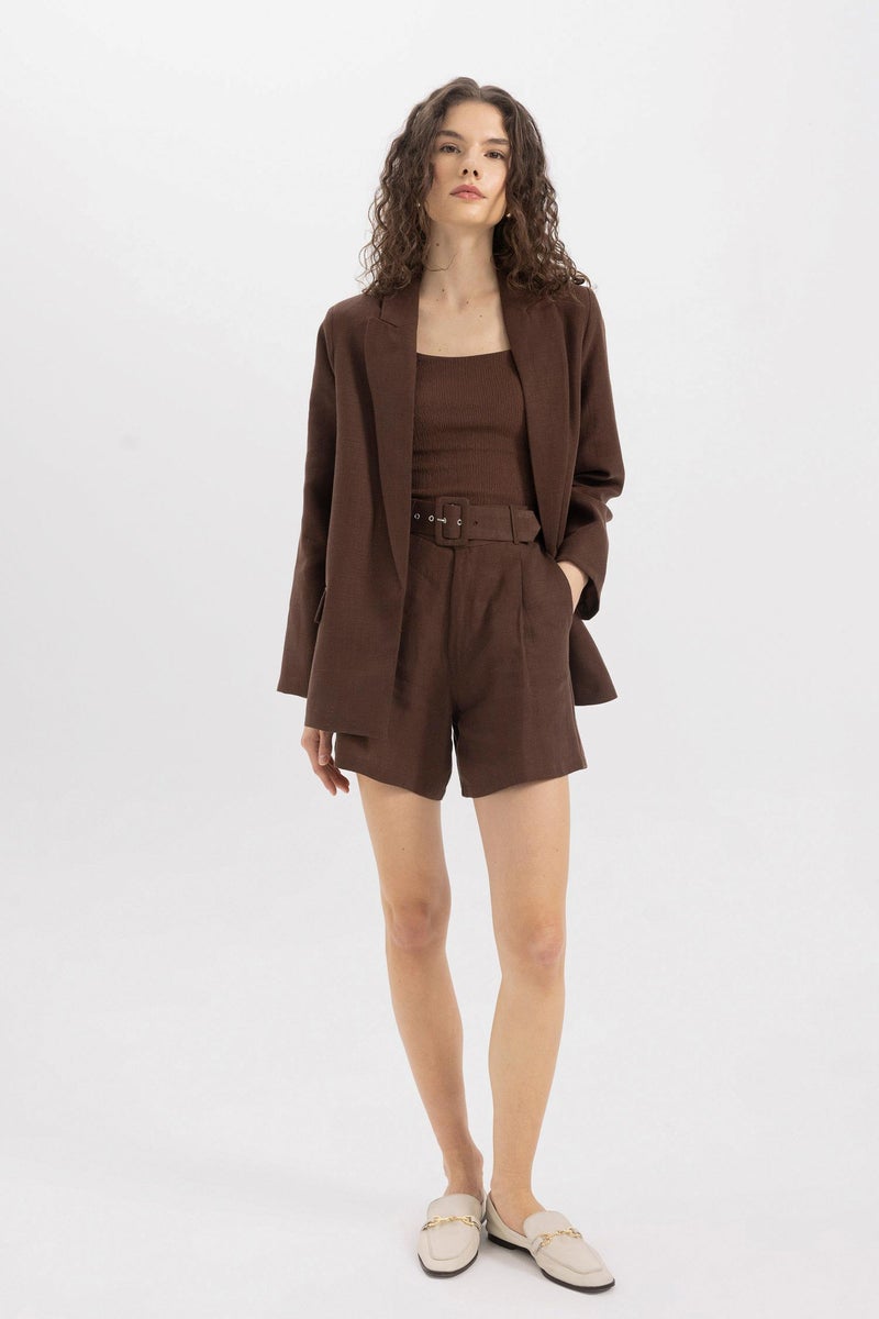 ديفاكتو شورت كتان قصير بخصر عالي - Image 3