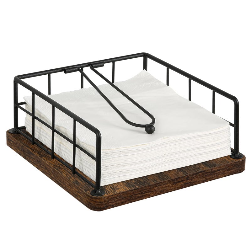 YINMIT Napkin Holder for Table Farmhouse Napkin Holders with Weighted Arm Wood Rustic Napkin Holders for Paper Napkins Napkins Holder for Kitchen Dining Table