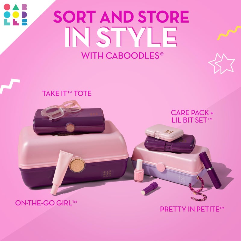 Caboodles On-The-Go Girl Makeup Box, Hot Pink Sparkle, Hard Plastic Makeup Organizer Box, Built-In Mirror, Secure Latch for Safe Travel, Spacious Storage for Large Items - Image 4