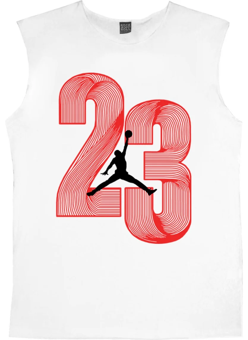 Rock&Roll Twenty Three White Cut Sleeve | Sleeveless Men's T-Shirt | Athlete