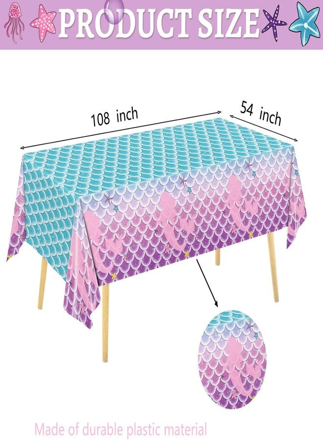 Oigco 122Pcs Mermaid Birthday Party Decorations Set Mermaid Party Supplies Includes Plates, Napkin, Fork, Cup, Tablecloth, Banner for Baby Shower Ocean Birthday Party Decorations, Serves 24 - Image 3