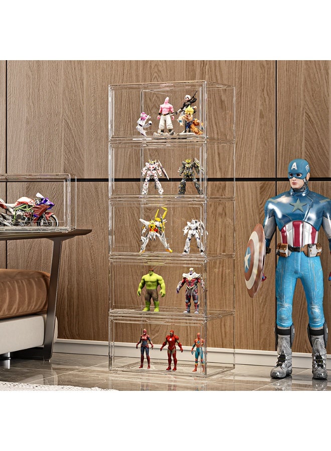 Noon East Pack of 5 Sturdy Clear Storage Organizer, Stackable Boxes for Closet, Foldable Space-Saving Shoe Rack for Sneaker Boot Container - Image 1