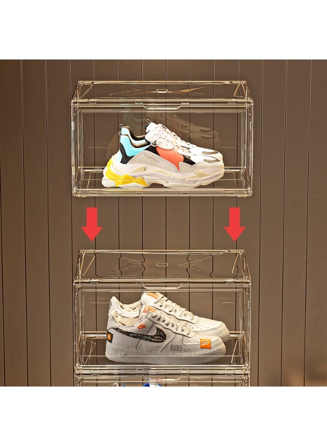 Noon East Pack of 5 Sturdy Clear Storage Organizer, Stackable Boxes for Closet, Foldable Space-Saving Shoe Rack for Sneaker Boot Container - Image 4