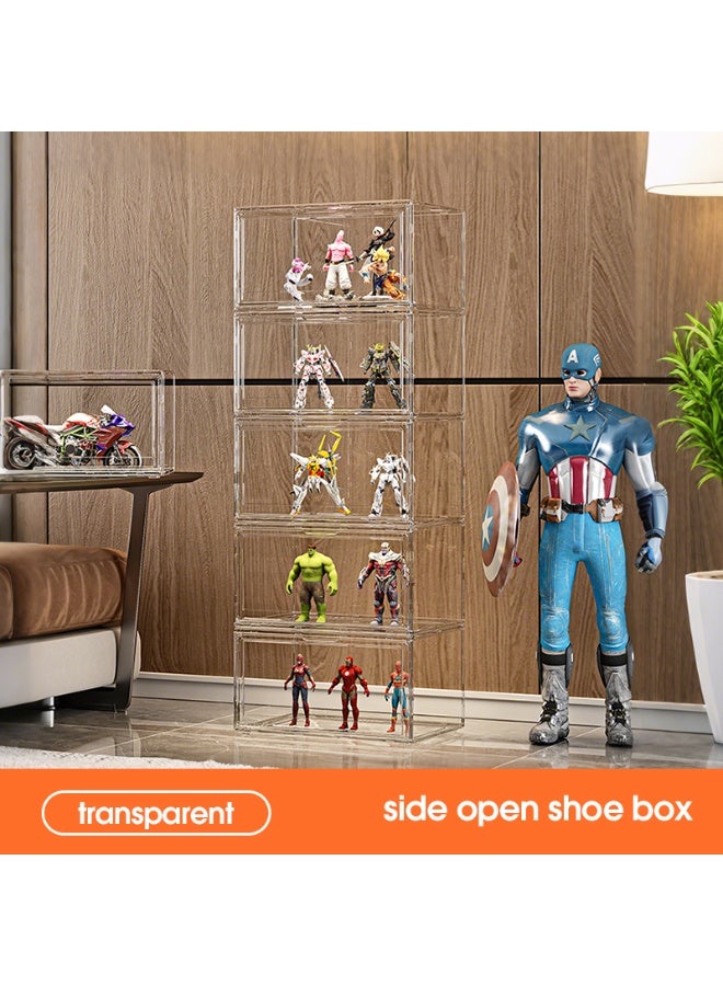 Noon East Pack of 5 Sturdy Clear Storage Organizer, Stackable Boxes for Closet, Foldable Space-Saving Shoe Rack for Sneaker Boot Container - Image 2