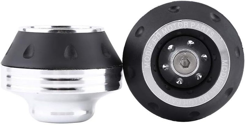 Keenso Motorcycle Fork Sliders, CNC Aluminum Crash Protection for Front Axle/Wheel, Protects Bike in Tip-Overs, Easy Bolt-On Installation (Silver) - Image 1