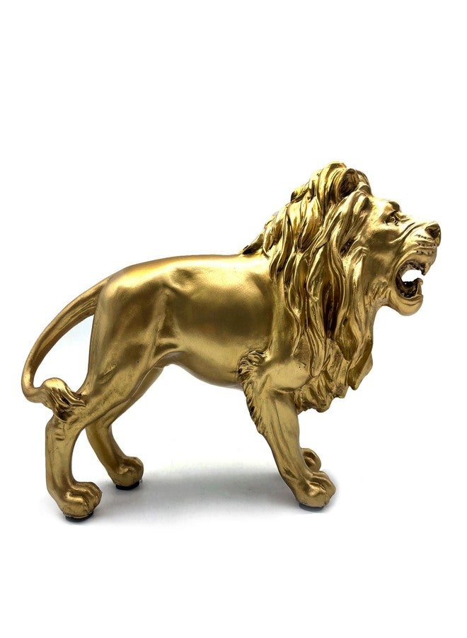 SHTWX 10 Inch Lion Statue Figurine Sculpture Resin Collectible Gifts for Lion Lover Office Home Decor Desk Accessories Decoration Garden Figurines Outdoor Decor Gold - Image 3