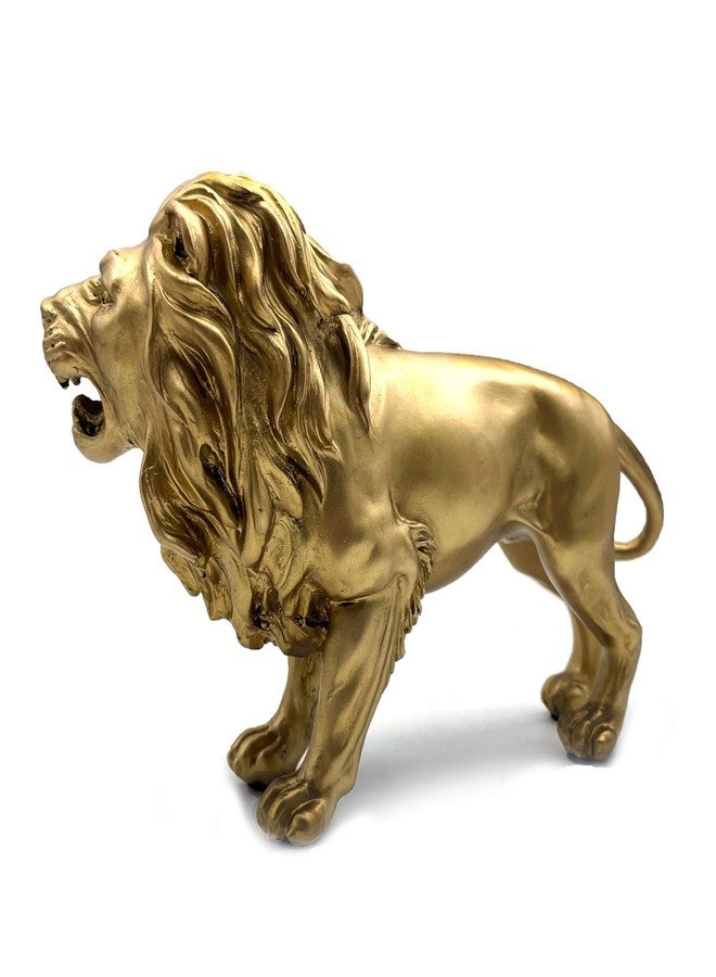 SHTWX 10 Inch Lion Statue Figurine Sculpture Resin Collectible Gifts for Lion Lover Office Home Decor Desk Accessories Decoration Garden Figurines Outdoor Decor Gold - Image 5
