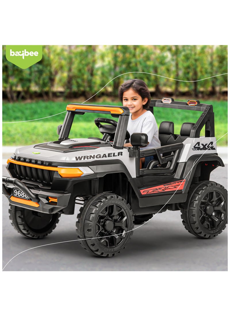 BAYBEE Wagon Battery Operated Jeep for Kids Rechargeable Battery Car for Kids with Music Led Light Ride On Kids Car Jeep Racing Baby Big Car Electric Car for Kids Childrens Boy Girl Grey  - Image 2