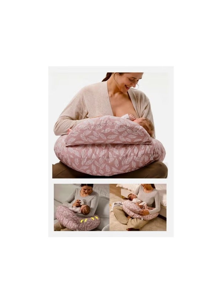 Feeding Pillow,Nursing Pillow with Infant Support Cushion, Multi Breastfeeding Pillow with Removable Neck Belt for Mom Baby with Adjustable Waist Strap and Removable Cotton Cover
