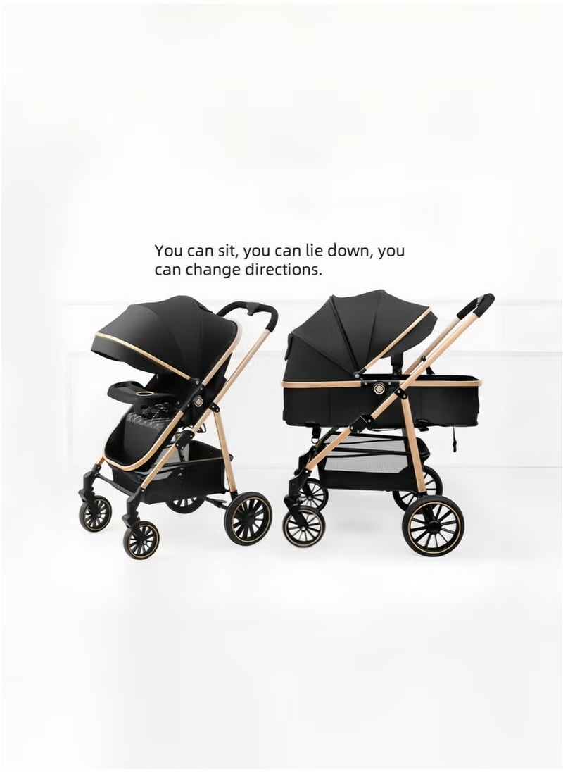 Generic High Landscape Lightweight 3 In 1 Pushchair Stroller Baby And Carseat Luxury Foldable Baby Stroller Pram 3 In 1 With Car Seat  - Image 5