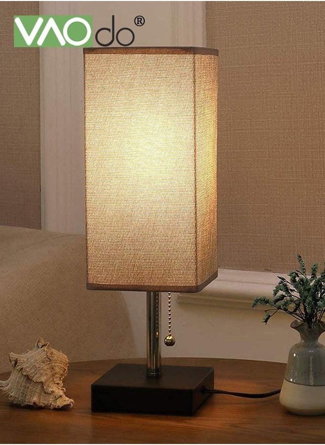 VAOdo - Bedside Table Lamp with 3 Color Temperatures 3000/4000/5000K Small Lamp with USB C+A Ports Nightstand Lamp with 3 Color Modes by Pull Chain Bedroom Lamp for Living Read Work - Image 1