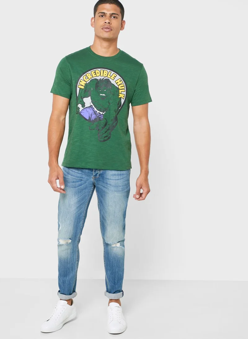 Fabric Flavours Incredible Hulk Crew Neck T-Shirt