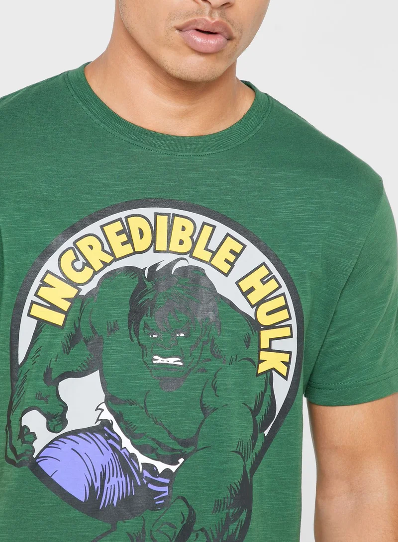 Fabric Flavours Incredible Hulk Crew Neck T-Shirt