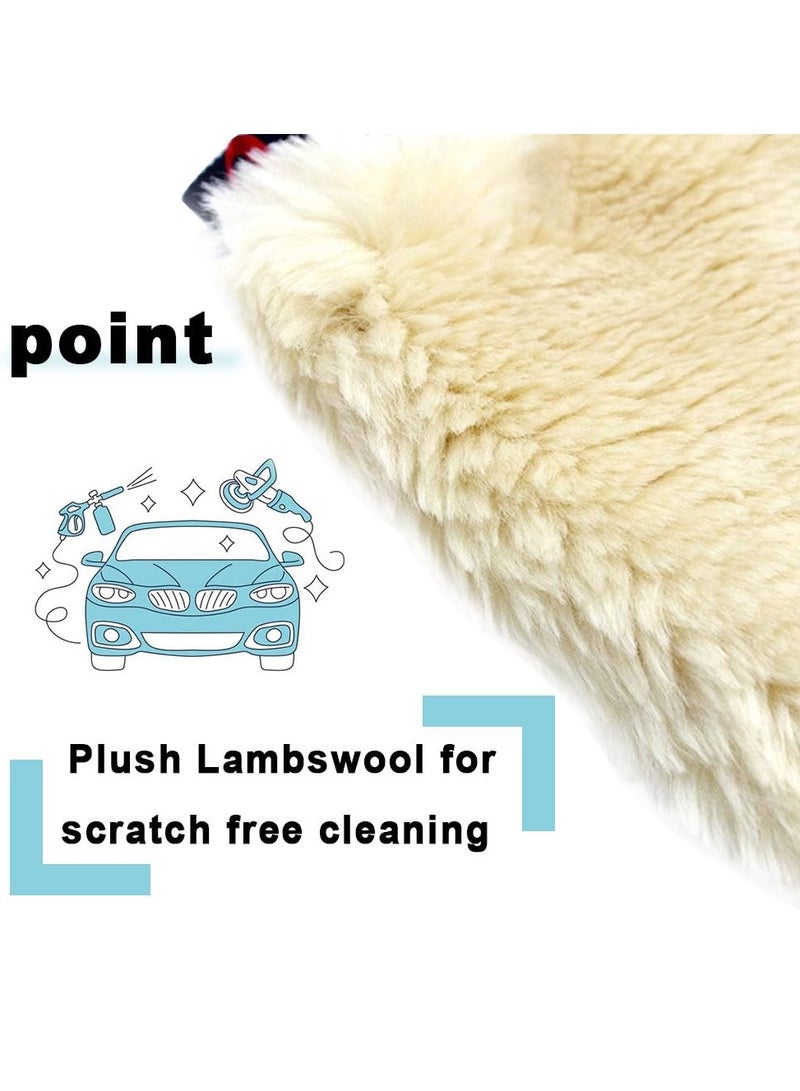 قفاز غسيل سيارات من الصوف، منظف عالي الكثافة خالٍ من الوبر، قفاز صوف سيارة من الميكروفايبر الناعم لمستلزمات تنظيف السيارات، قفاز غسيل سيارة بمخلب الدب للتلميع وإزالة الخدوش وتلميع الشمع (قطعتان) - Image 2
