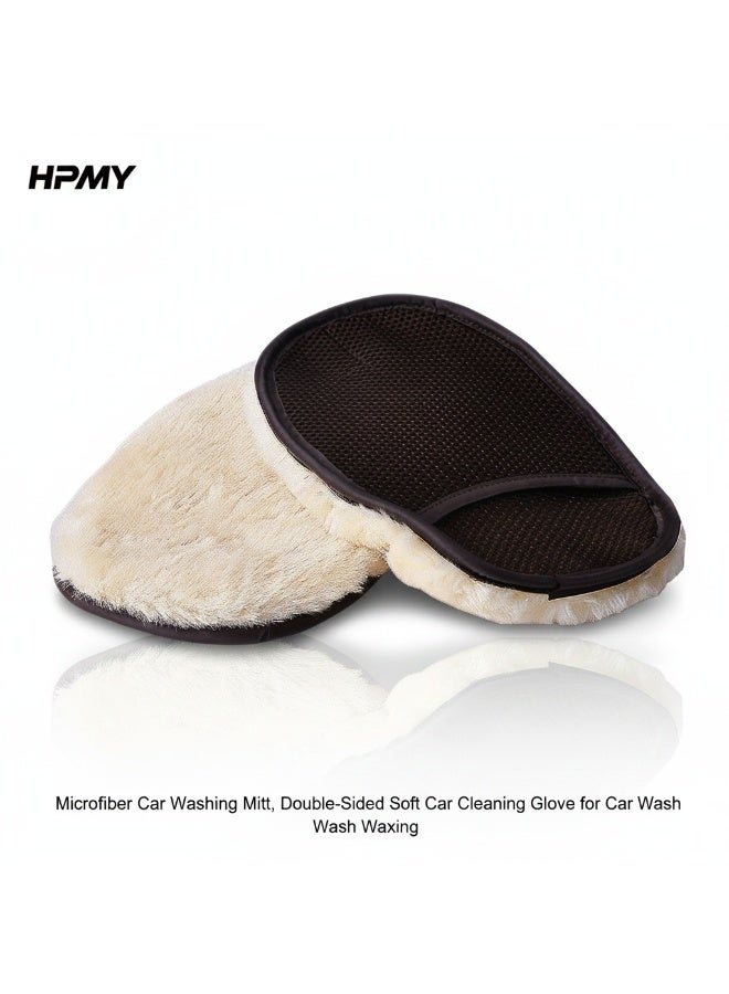 HPMY 2 Pcs Wool Car Wash Mitt – High Density Microfiber, Lint Free & Scratch-Free, Soft Bear Claw Glove for Washing, Polishing & Waxing, Automotive Detailing Accessories - Image 1