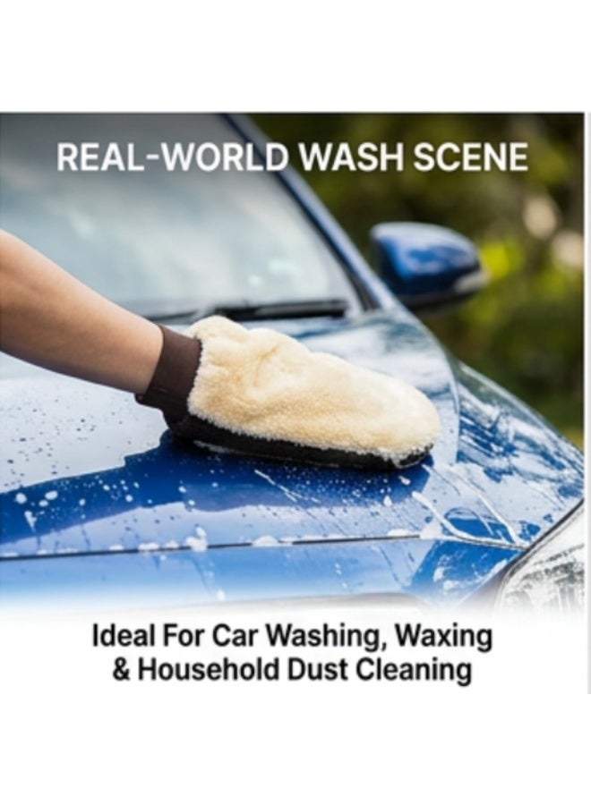 HPMY 2 Pcs Wool Car Wash Mitt – High Density Microfiber, Lint Free & Scratch-Free, Soft Bear Claw Glove for Washing, Polishing & Waxing, Automotive Detailing Accessories - Image 5