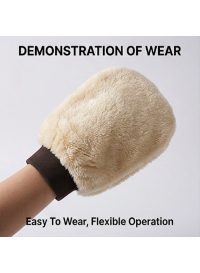 HPMY 2 Pcs Wool Car Wash Mitt – High Density Microfiber, Lint Free & Scratch-Free, Soft Bear Claw Glove for Washing, Polishing & Waxing, Automotive Detailing Accessories - Image 3