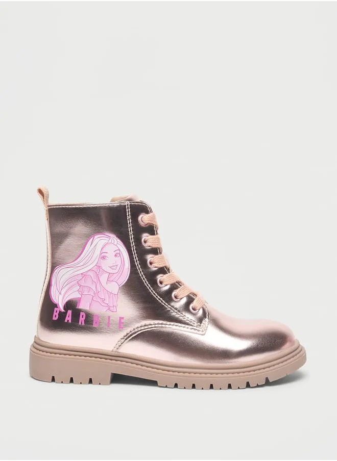 Barbie Print Ankle Boots with Lace-Up Closure