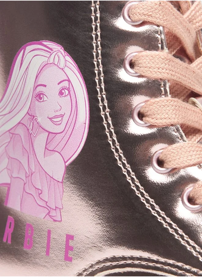 Barbie Print Ankle Boots with Lace-Up Closure