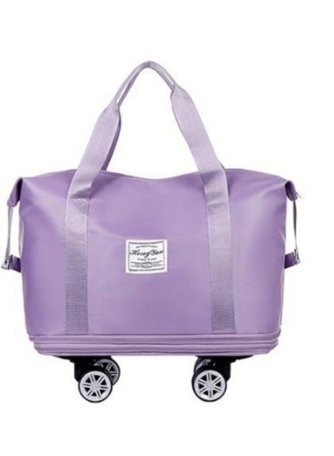 FAWOO Expandable Wheeled Duffel Bag with Foldable Wheels for Travel and Weekends, Women's and Men's Nylon