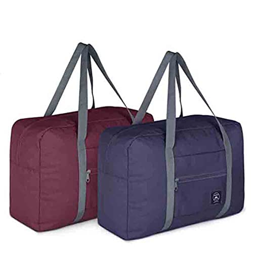 RUIBOLU Foldable Travel Duffel Bag (2 Pack), For Spirit Airlines, Weekender Overnight Bag, Tote Carry on Luggage Sport Duffle Weekender Overnight for Women and Girls (2Pack-Red Black) - Image 1