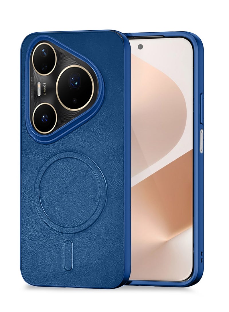 Wtech Huawei Pura 80 Pro 5G 2025 Luxury Matte Leather Magnetic MagSafe Wireless Charging Soft Case Cover (MCMPMN) - Navy Blue - Image 1
