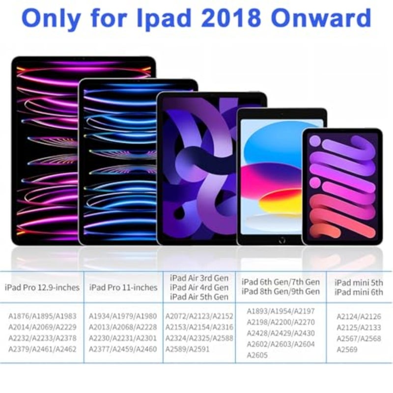 قلم لمس لجهاز iPad 11/10/9/8/7/6th Gen 2018-2025 قلم شاشة لمس سريع الشحن مغناطيسي مع حساسية للإمالة ورفض راحة اليد لجهاز iPad Air 3/4/5/M2/M3، Mini 5/6/7، Pro 11/12.9/M4/M5 - Image 5