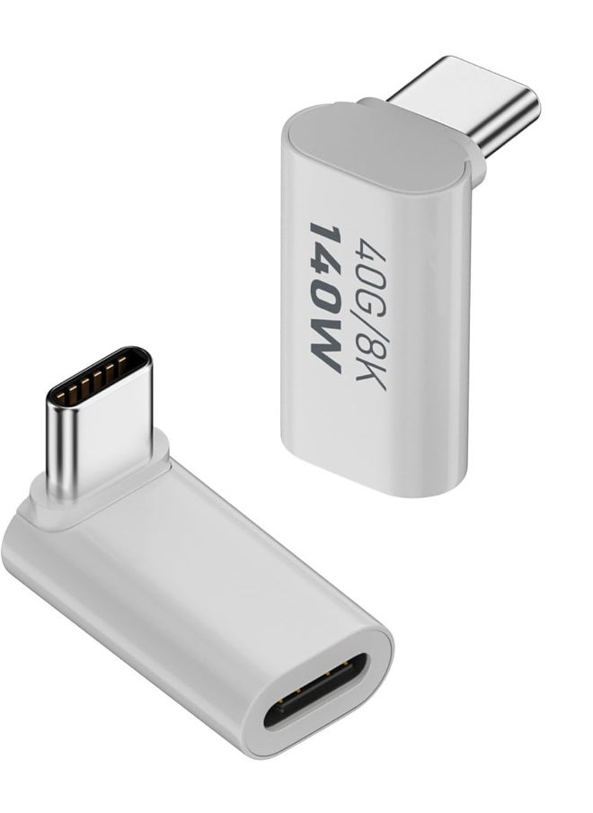 ماركة غير محددة محول USB C بزاوية 140 واط، موصل USB4.0 نوع C ذكر إلى أنثى 90، سرعة 40 جيجابت في الثانية، دقة 8K@60Hz، هيكل من الألمنيوم، للأجهزة المحمولة، الأجهزة اللوحية، الهواتف، ستيم ديك، 2 قطع  - Image 1