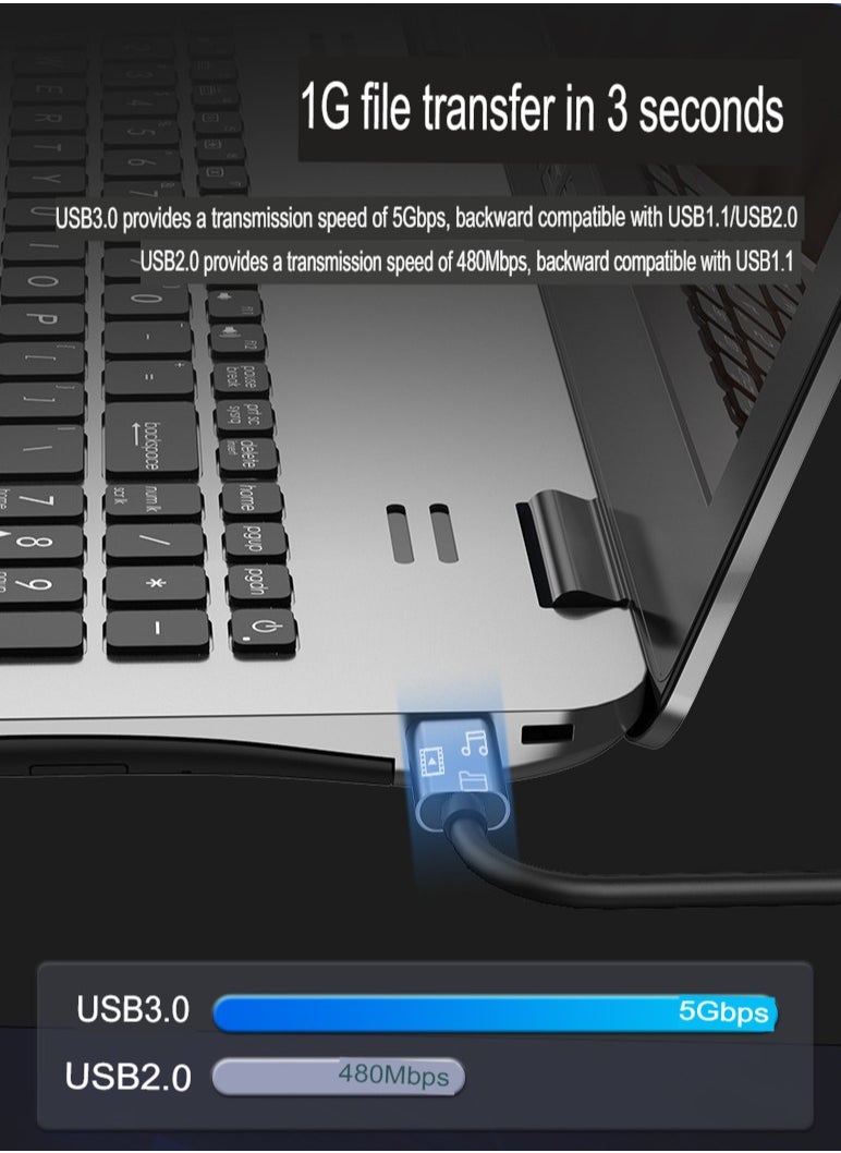 AROAQ Type C To HD Multimedia Interface Adapter, Portable Multiport USB C Hub, Fast Transfer 10-in-1 Type C Adapter,(Ten-in-one HDMI4K+VGA1080P+USB3.0*3+PD100W+SD/TF+Audio Interface+Gigabit Network Port)  - Image 4