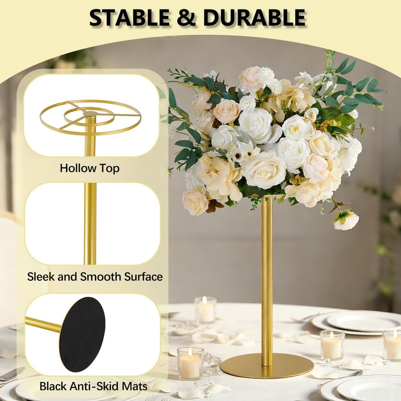 Vincidern Vincidrn 4pcs Wedding Flower Stand 15.7" Wedding Centerpiece for Tables, Gold Metal Flower Stand Vase for Table Centerpieces, Birthday Party, Event, Wedding Decorations - Image 4