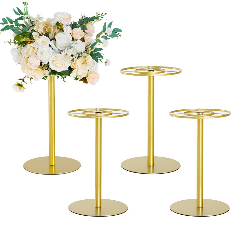 Vincidern Vincidrn 4pcs Wedding Flower Stand 15.7" Wedding Centerpiece for Tables, Gold Metal Flower Stand Vase for Table Centerpieces, Birthday Party, Event, Wedding Decorations - Image 1