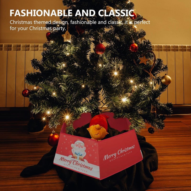 Plush Christmas Tree Skirt Collar with Frame Box Holiday Xmas Tree Decoration Ring for Home Seasonal Decor Soft Base Cover - Image 5