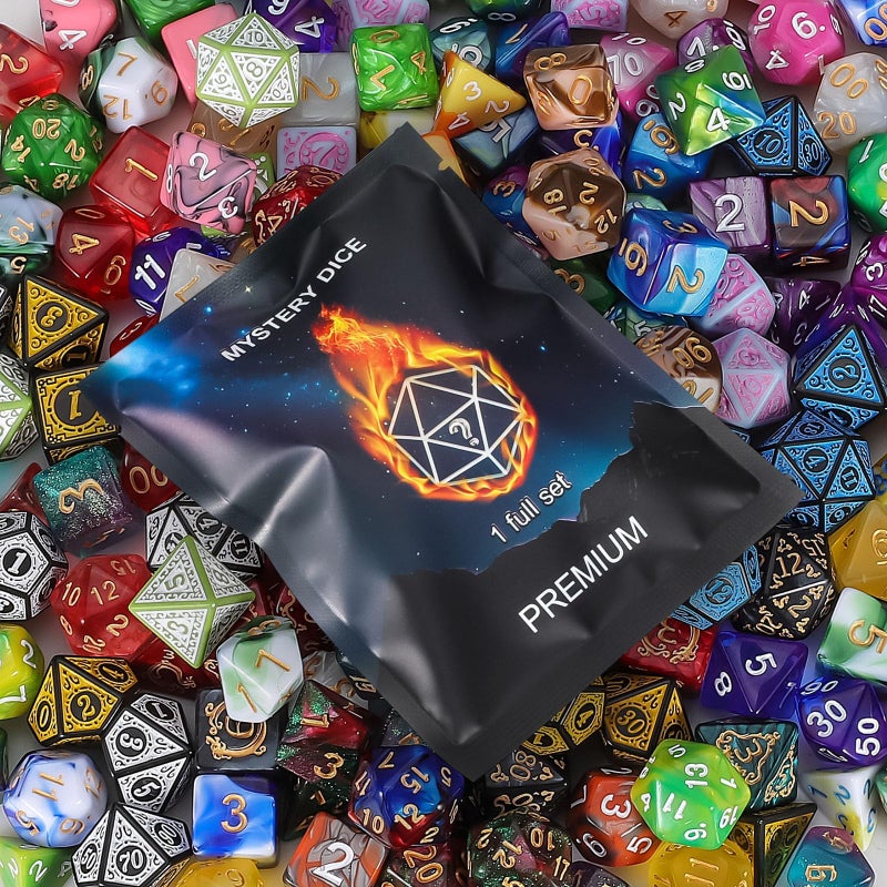 QMAY Polyhedral Dice - 8PCS Mystery Dice Set, Various Styles DND Dice, Random D&D Dice Patterns & Dice Bag, DND Gifts, Suitable for Dungeons and Dragons, RPG, MTG,Role Playing Table Game - Image 5