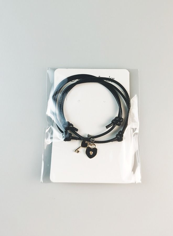 Gernral 2-Piece Key And Lock Charm Bracelet black - Image 2