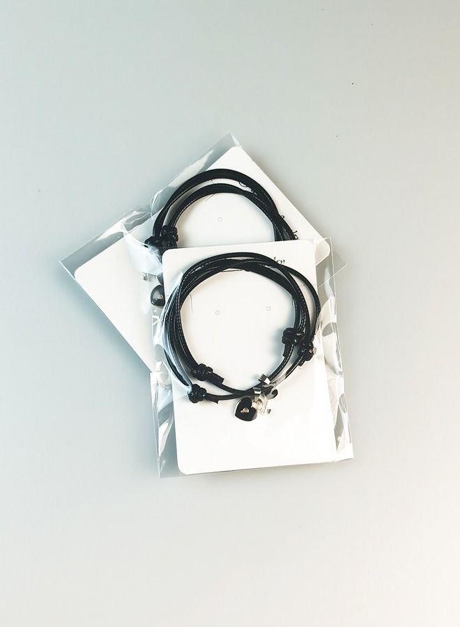 Gernral 2-Piece Key And Lock Charm Bracelet black - Image 3