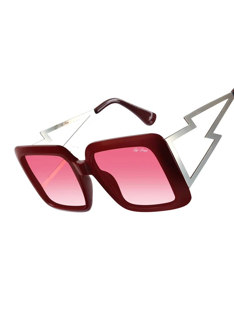 Woggles Red Oversized Sunglasses| 100% UV Protected| Men & Women