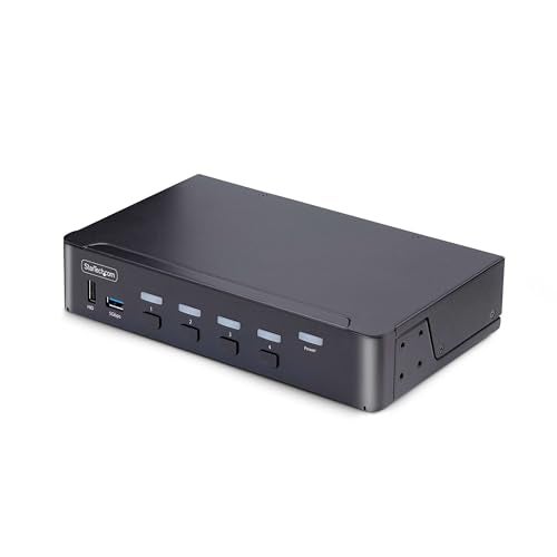 Startech.com StarTechcom 4Port DisplayPort KVM Switch 8K 60Hz 4K 144Hz Single Display DP 14 2X USB 30 Ports 4X USB 20 HID Ports PushButton Hotkey Switching TAA Compliant D86A24PORT8KKVM - Image 1