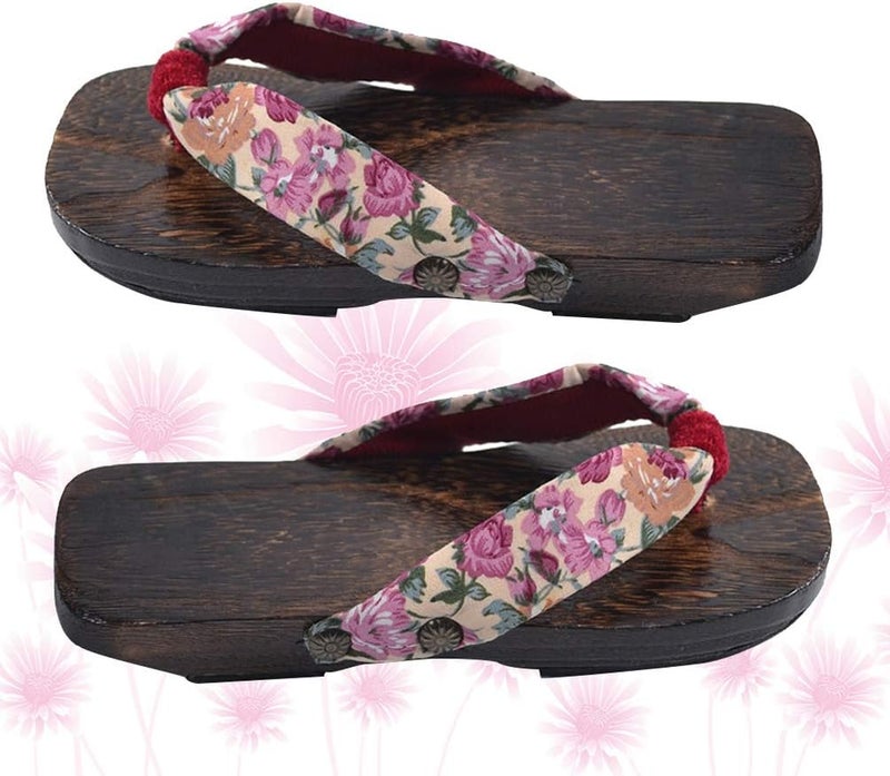 comfrt Baby Photo Sandals Wooden Flip Flops Sandals Slippers Shoes Japanese Style Wood Geta Sandals for Children Size 18-26 Pink Japan Traditional Shoes - Image 4