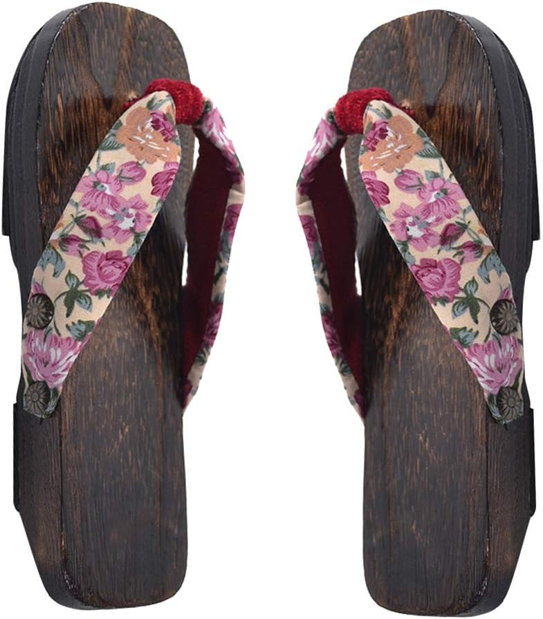 comfrt Baby Photo Sandals Wooden Flip Flops Sandals Slippers Shoes Japanese Style Wood Geta Sandals for Children Size 18-26 Pink Japan Traditional Shoes - Image 1