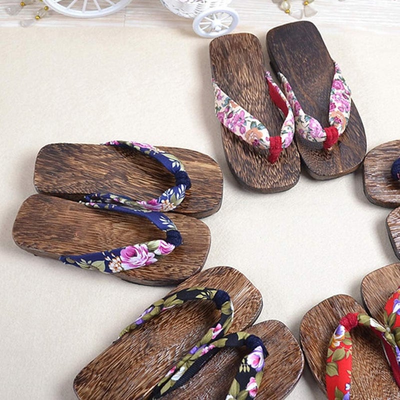 comfrt Baby Photo Sandals Wooden Flip Flops Sandals Slippers Shoes Japanese Style Wood Geta Sandals for Children Size 18-26 Pink Japan Traditional Shoes - Image 5