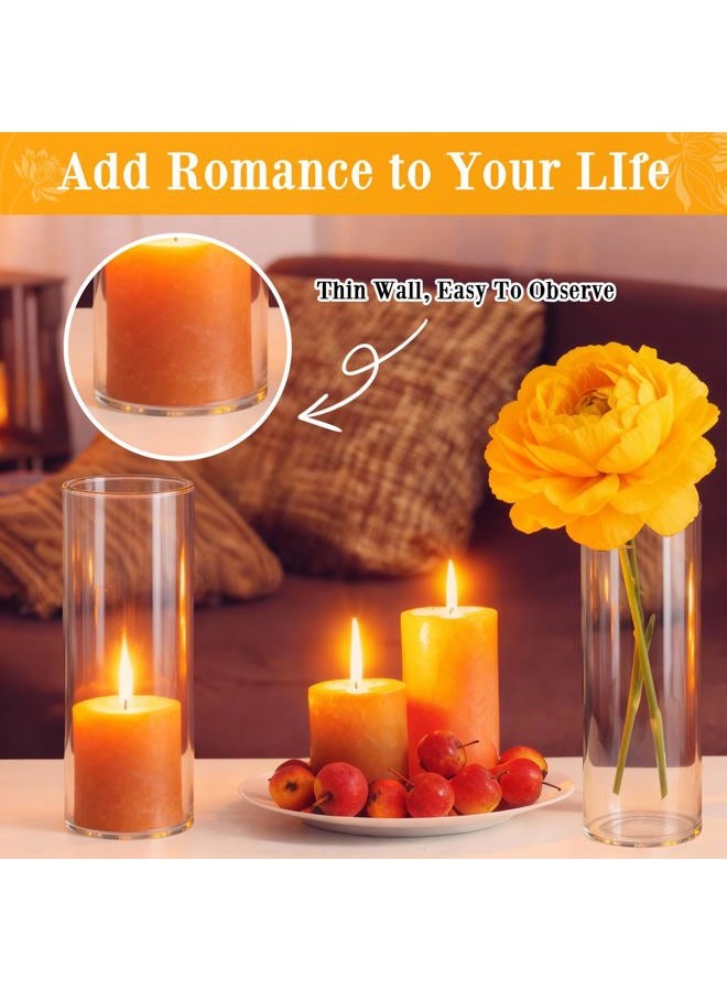 Tigvio 12 Pcs Clear Glass Cylinder Vases, 6.5" Tall x 2.4" Diameter Flower Vases for Centerpieces, Hurricane & Floating Candle Holders for Weddings, Parties, Home Decor,Table Displays - Image 4