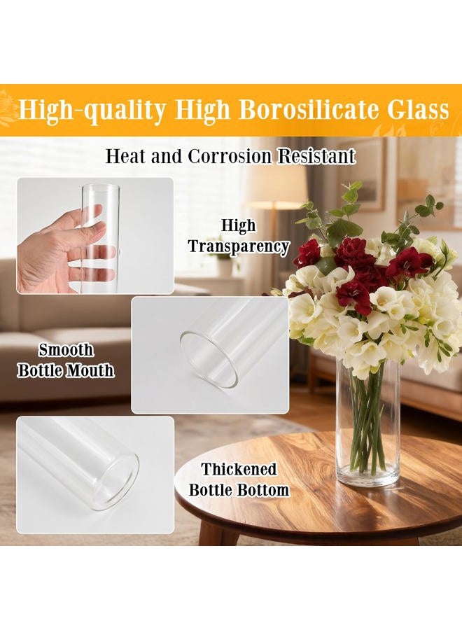 Tigvio 12 Pcs Clear Glass Cylinder Vases, 6.5" Tall x 2.4" Diameter Flower Vases for Centerpieces, Hurricane & Floating Candle Holders for Weddings, Parties, Home Decor,Table Displays - Image 3