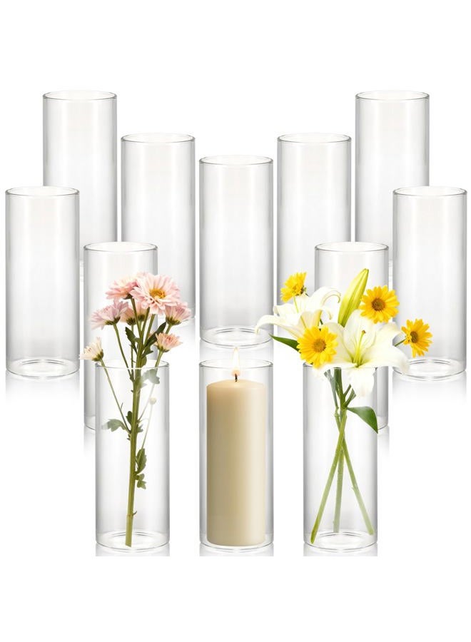 Tigvio 12 Pcs Clear Glass Cylinder Vases, 6.5" Tall x 2.4" Diameter Flower Vases for Centerpieces, Hurricane & Floating Candle Holders for Weddings, Parties, Home Decor,Table Displays - Image 1