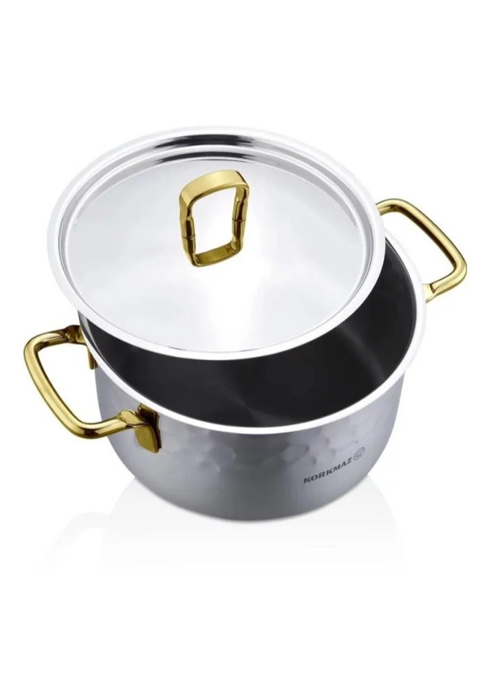 Korkmaz Korkmaz Irna 18/10 Turkish Stainless Steel and Gold Cookware Set, 8 Pieces - Image 2