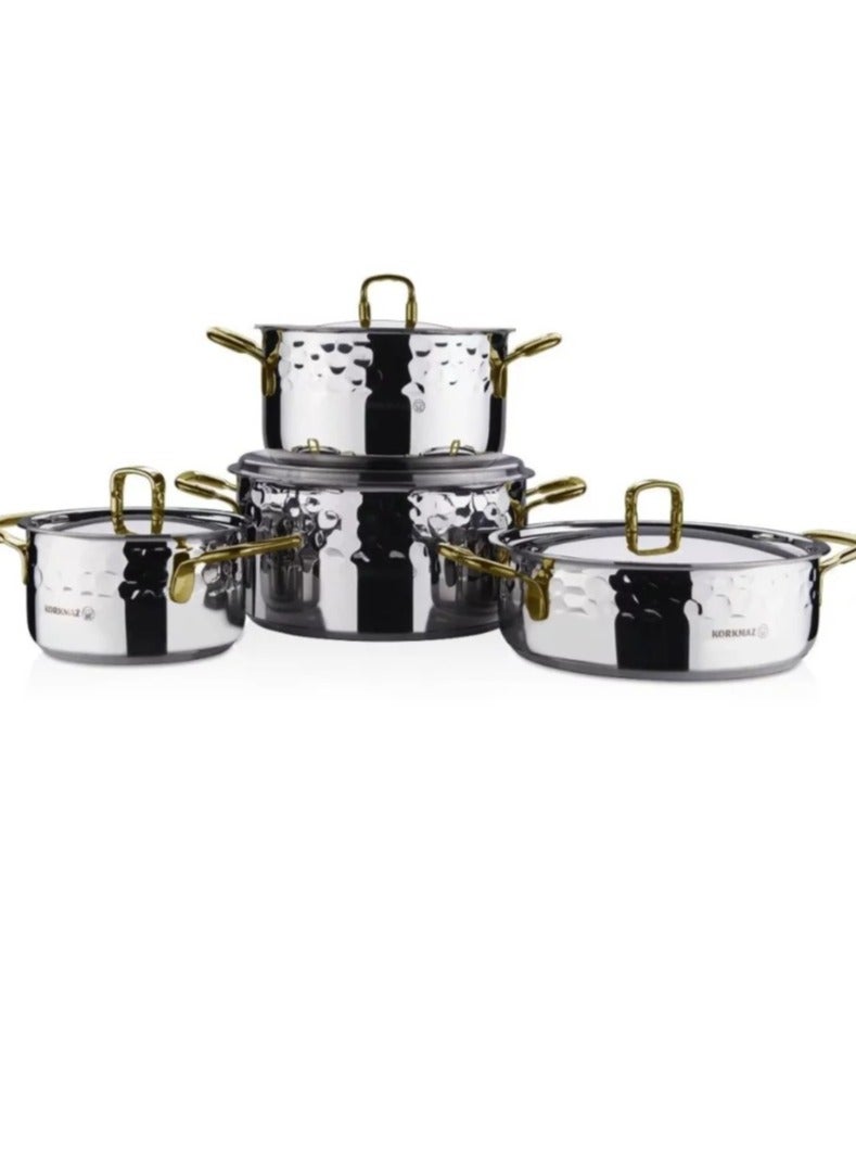 Korkmaz Korkmaz Irna 18/10 Turkish Stainless Steel and Gold Cookware Set, 8 Pieces - Image 3