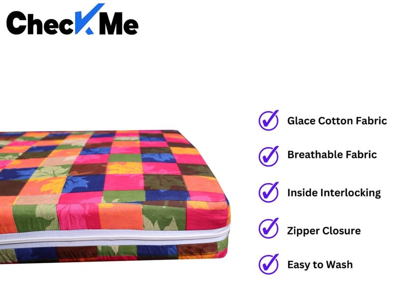 CheckMe Glace Cotton Mattress CoverBed Cover Breathable Single Bed Mattress Protector with ZipChain 48x72x5 Inch 6x6 Feet Multicolor - Image 3