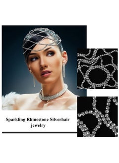 CROWN GUIDE 1920S Flapper Accessories For Women Roaring 20S Great Gatsby Headband Rhinestone Headpiece Wedding Hair Pieces For Brides Silver  - Image 2