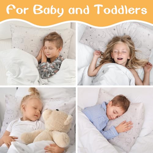 Winmany 2 Pack Toddler Pillow Cases Baby Silk Satin Pillowcases 49 x 36cm Cot Bed Envelope Pillow Cover Kids Soft Travel Pillow Pair Cases for Boys Girls Machine Washable (Beige Cloud Moon) - Image 5